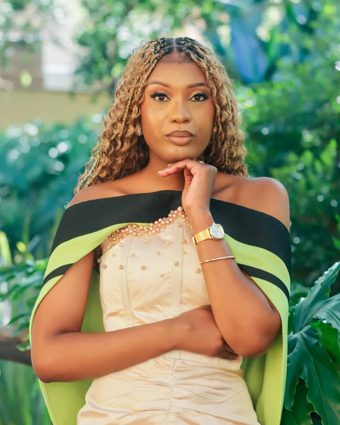 uSmokolo Shots editorial portrait, off-shoulder outfit
